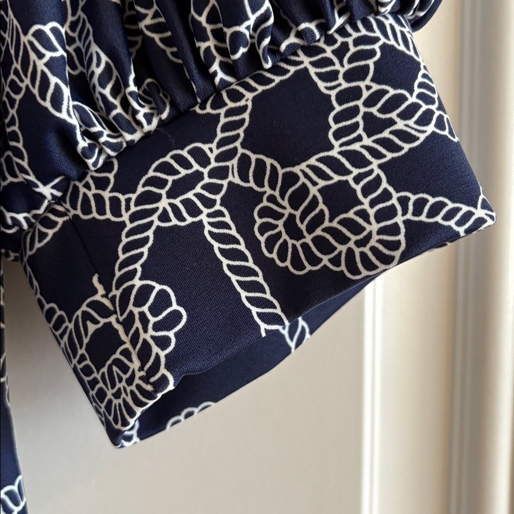 Jude Connally Lattice Ropes Navy and White Geometric Dress XS - Picture 3 of 6